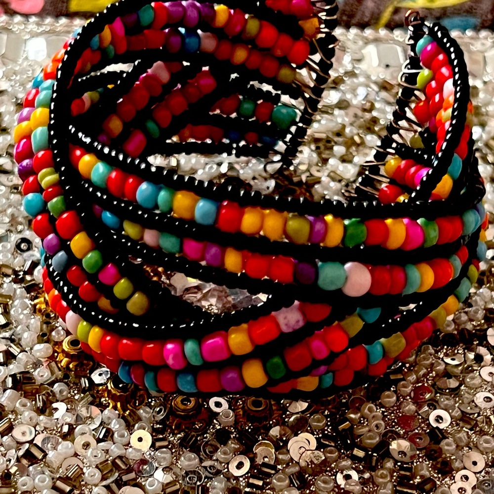 Multi strand beaded bohemian bracelet